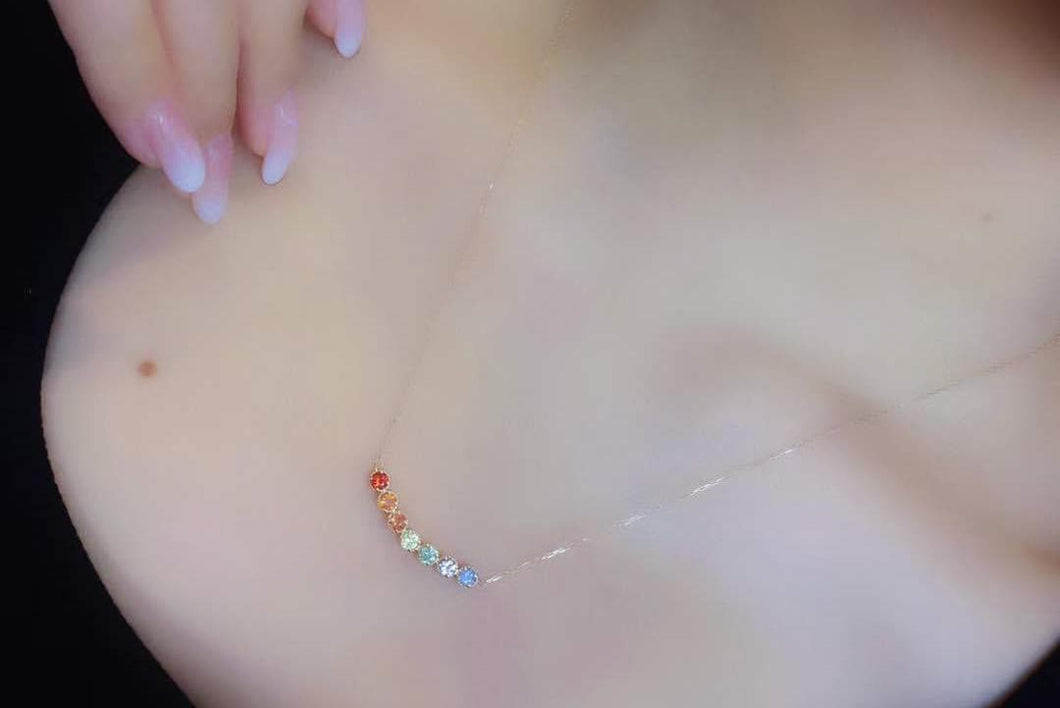 18K彩虹藍寶石頸鏈